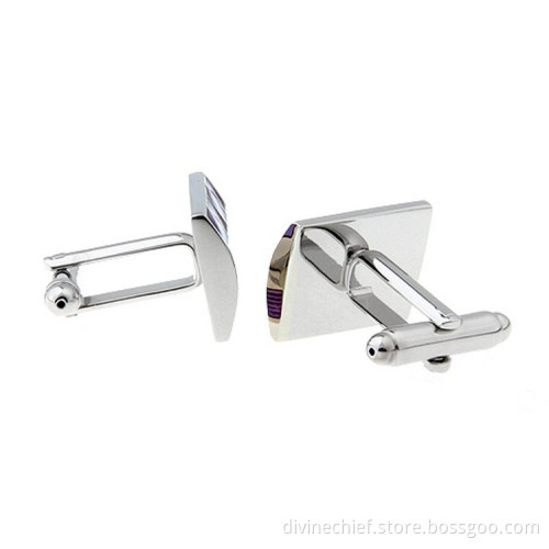 Customized Fashion Rectangular Arc Brass Cufflinks For Man's Shirt